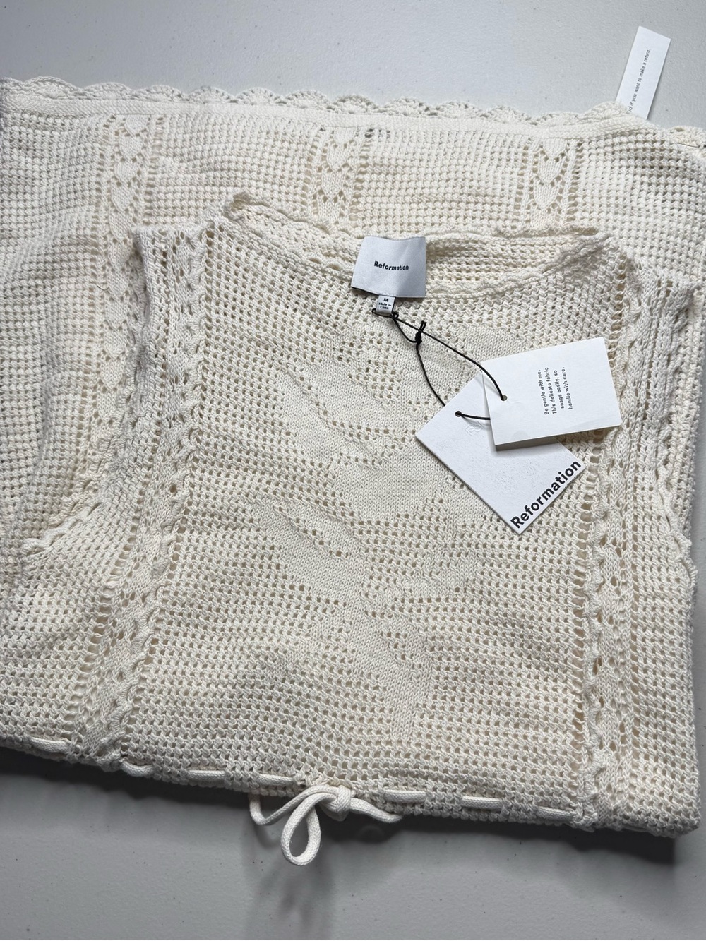 NWT Reformation Lilliana Linen Cotton Crochet Dress Size Medium